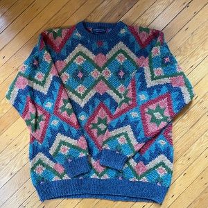 Vintage 90s Men’s Sweater - Geometic Design - size XL